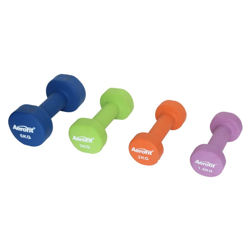 Aerofit Neoprene Dumbbells I Easy-to-Clean Surface I Hex-Style Shape I Colour-Coded Weights for Easy Identification