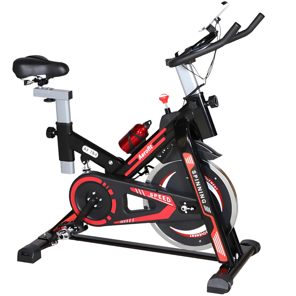 AEROFIT AF-784 Spin Bike I Adjustable Breaking Power I Max. User Weight: 100 kg I Compact Design I Best Exercise Bike for Home Use