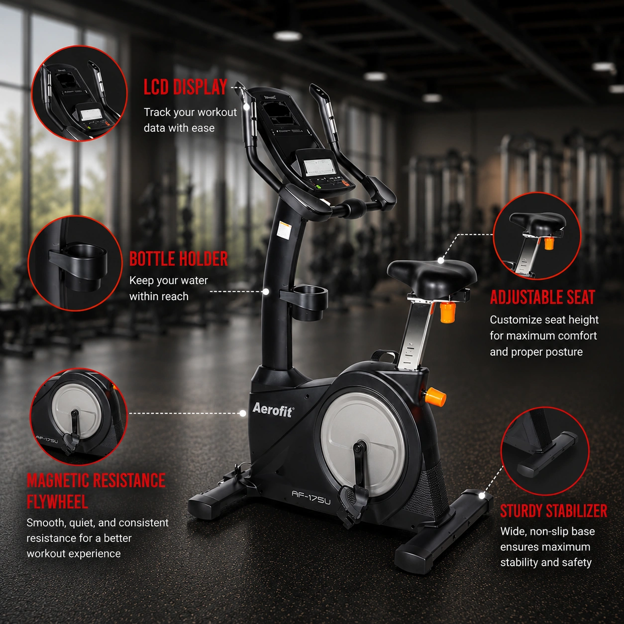 AF-175U Commercial Upright Exercise Bike - Image 7