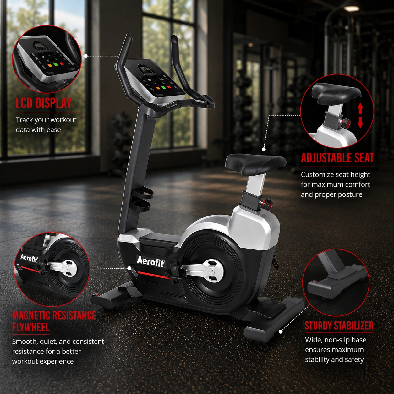AF-178U Commercial Gym Upright Bike - Image 5