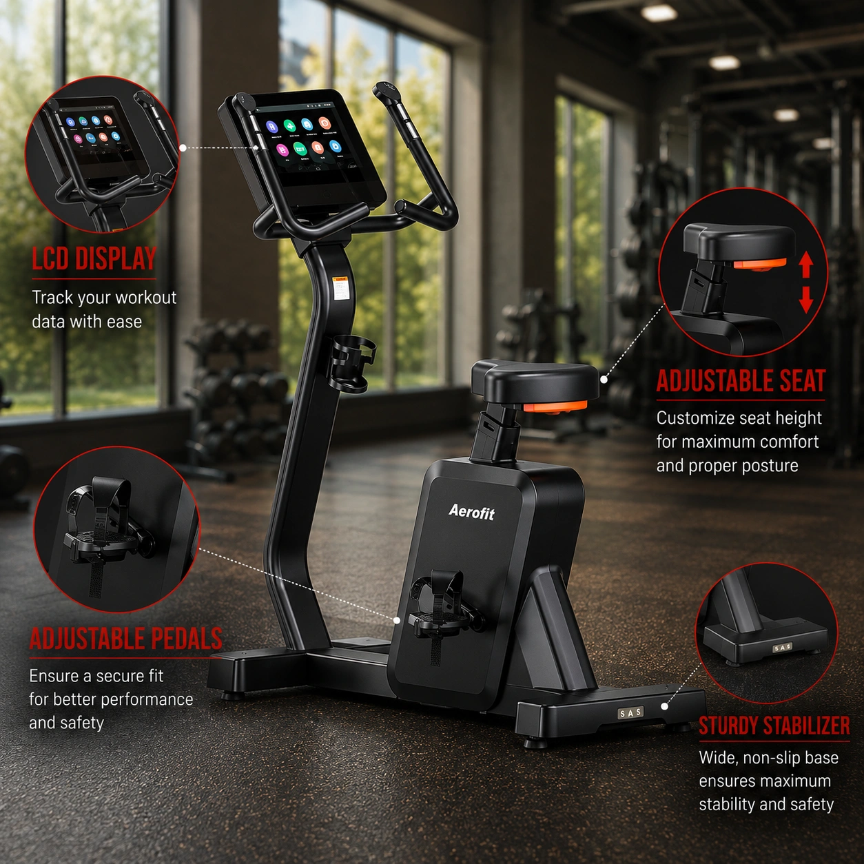 AF-179U Commercial TFT Upright Bike - Image 4