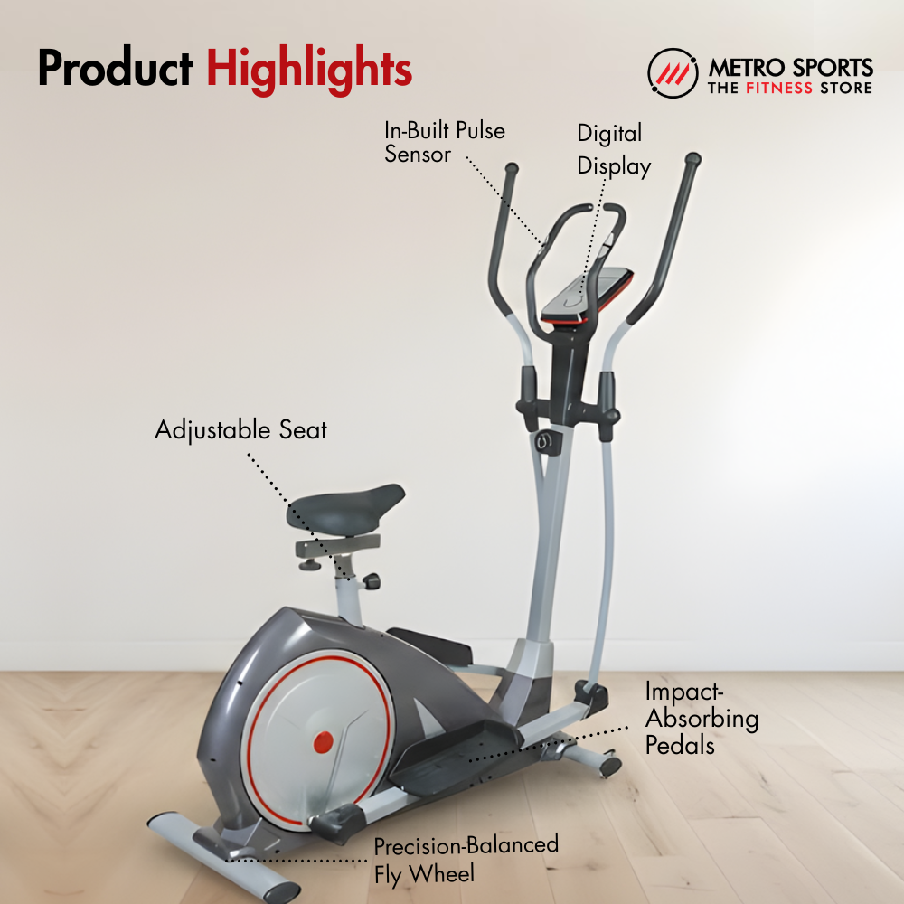 AF-602ES Elliptical Cross Trainer I Adjustable Seat I LCD Display I 8 Levels Resistance I 7 kg Fly Wheel - Image 4
