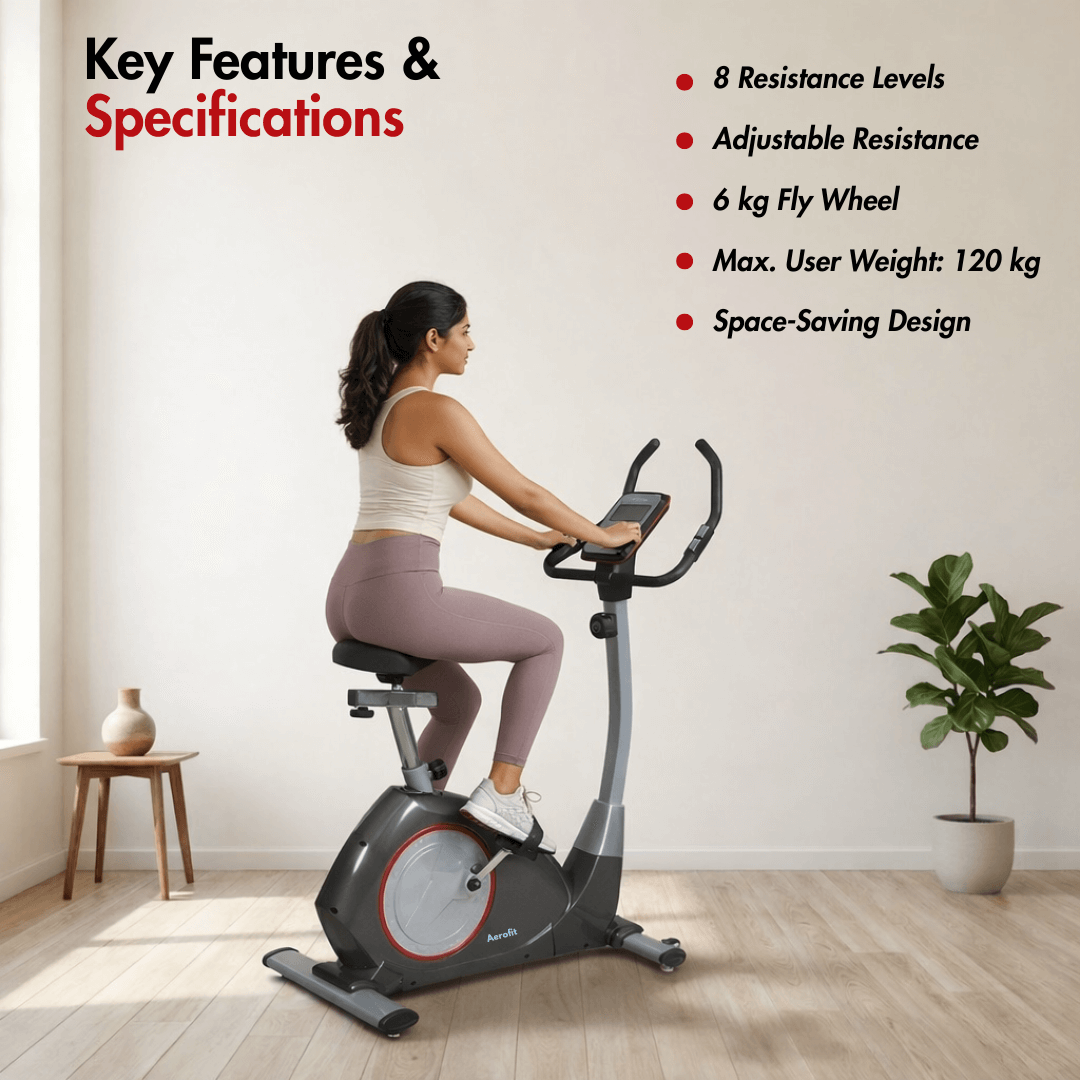 AF-631U Upright Bike I 8 Levels Resistance I 6 kg Fly Wheel I Max. User Weight: 120 kg I Preferred for Home Use - Image 3