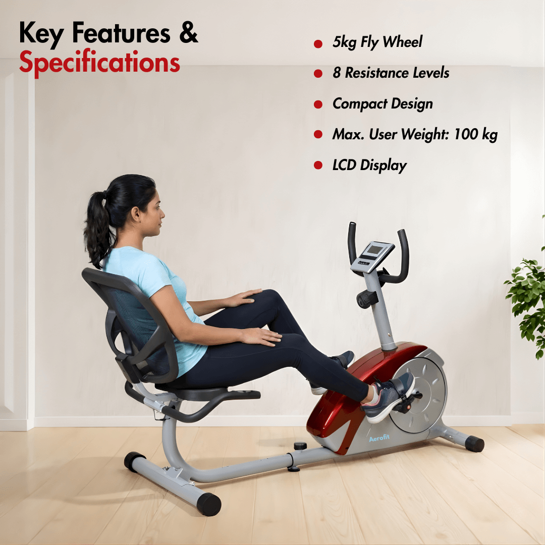 AF-661R Recumbent Bike I Adjustable Seat I 5 kg Fly Wheel I LCD Display I Max. User Weight: 100 kg - Image 3