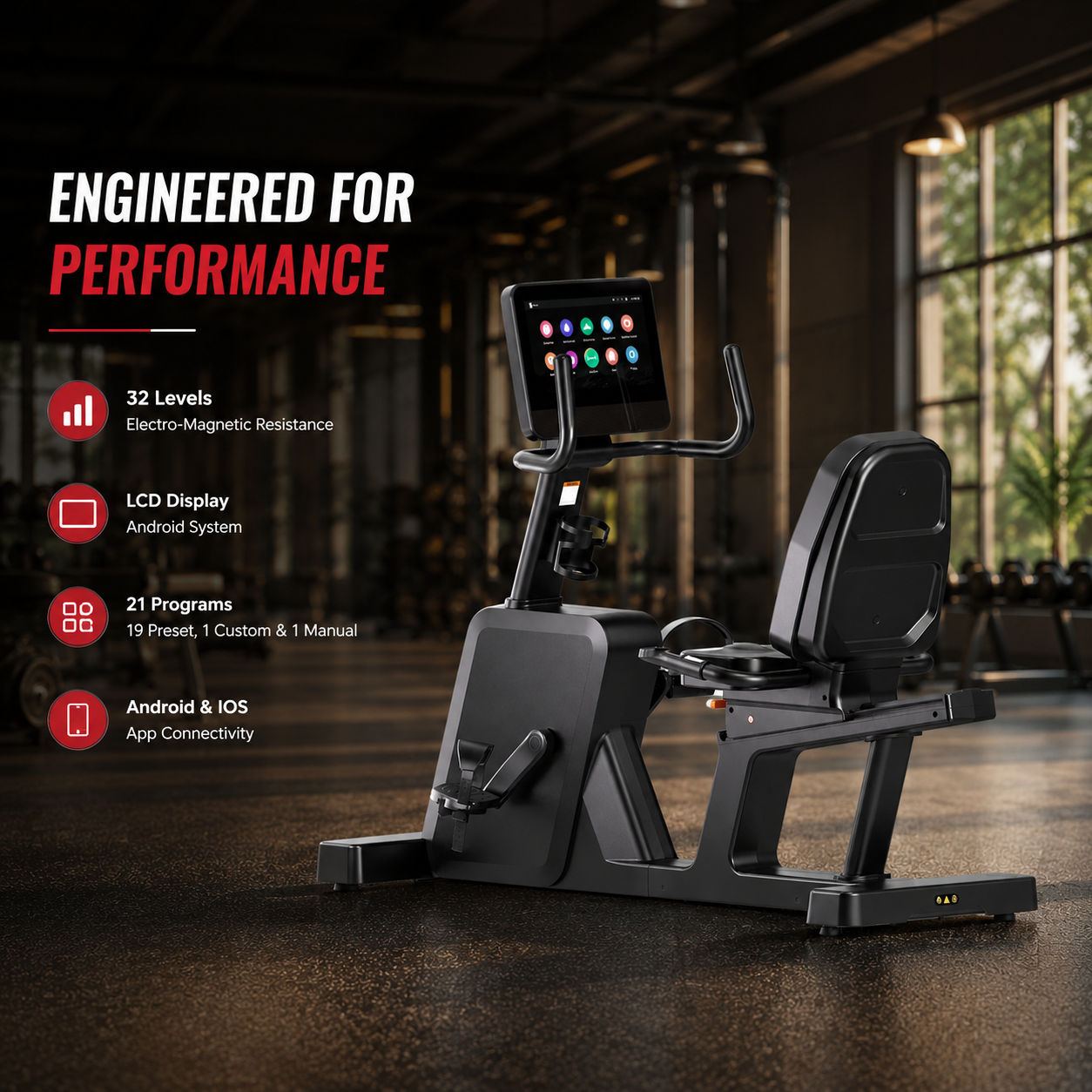 AF-167R TFT Recumbent Bike with Smart Display - Image 4