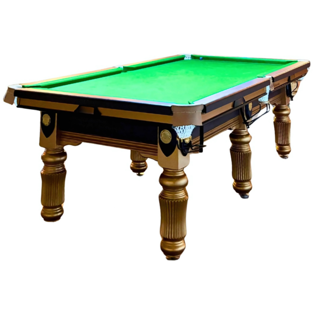 Championship Pool Table I Superior Durability I Double-Bolted Rigid Frame I Laminated Cushions I Wood / Golden Finish