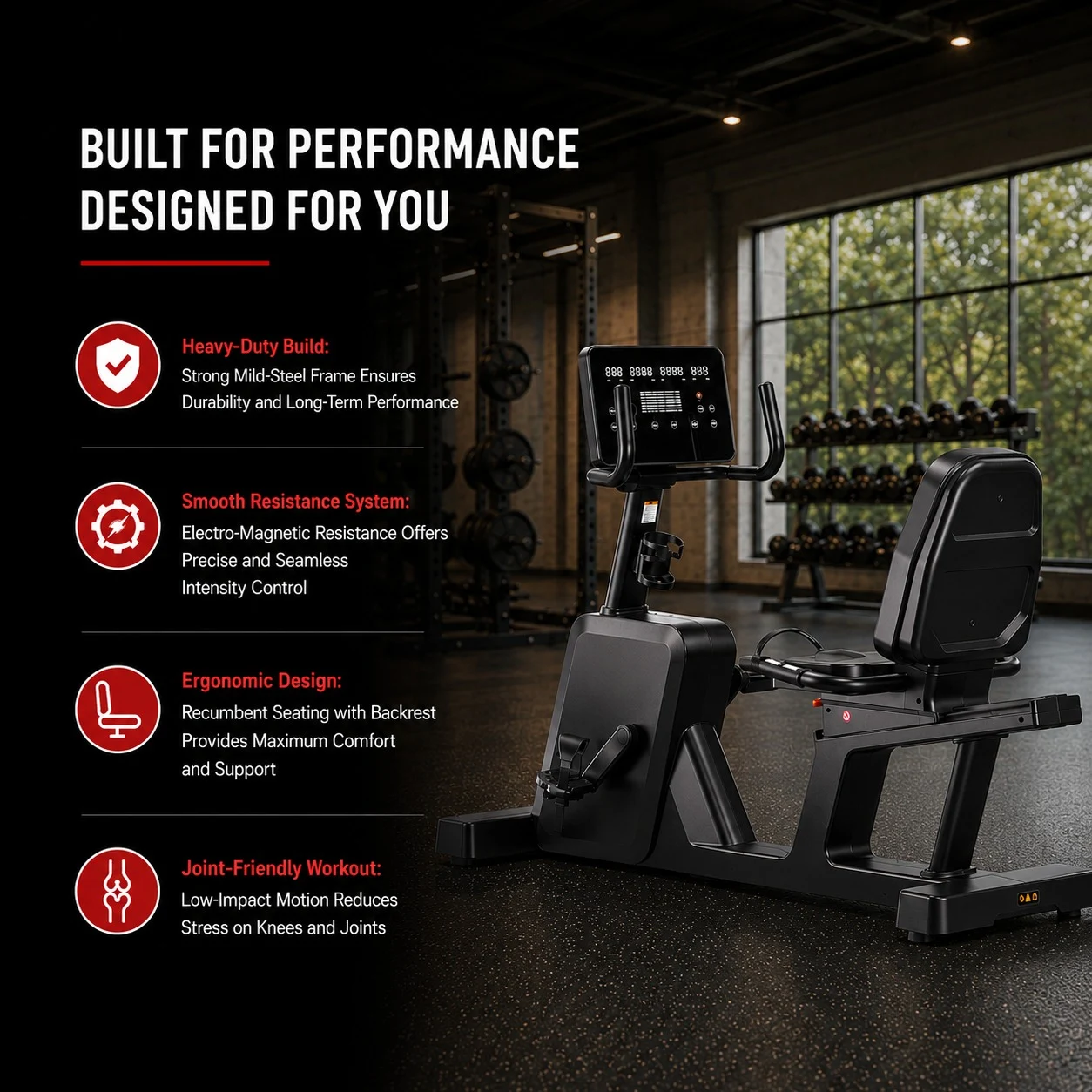 AF-167R Heavy-Duty Commercial Recumbent Bike - Image 3